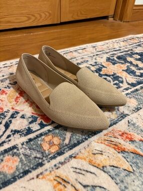 me too Pointed Toe Knit Slip-On Flats in Beige